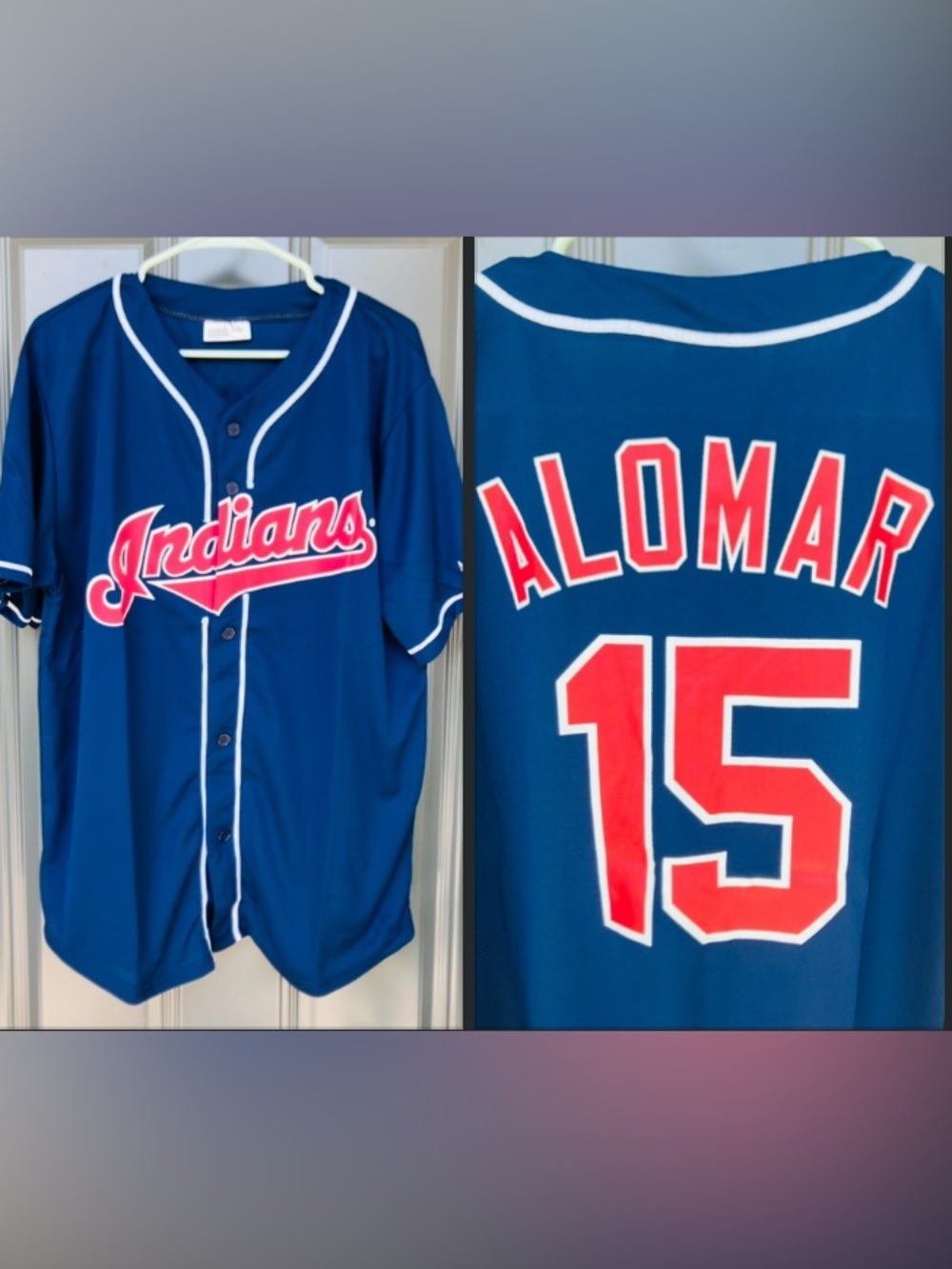 Cleveland Indians 1995 Sandy Alomar Jr Replica Match Up Button Up MLB Jersey XL